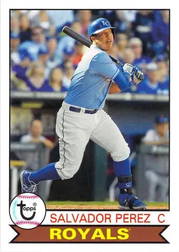 Baseball card of Salvador Perez from Topps Archives with original gloss in 2016