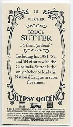 Bruce Sutter 2016 Topps Gypsy Queen Mini Foil baseball card original gloss NM-MT Cardinals
