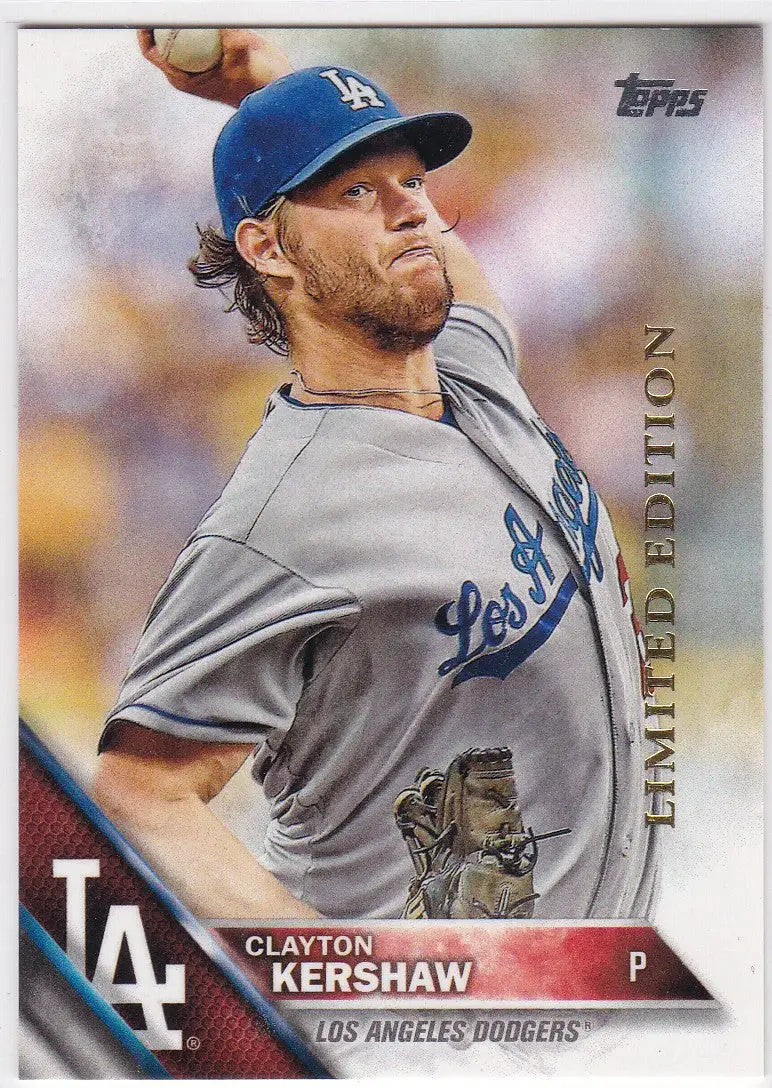 Clayton Kershaw baseball card from 2016 Topps Limited Edition Los Angeles Dodgers