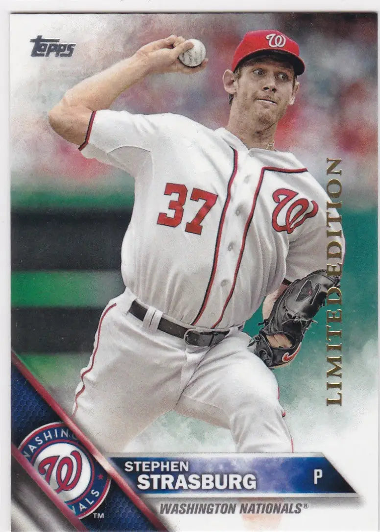 Baseball card of Stephen Strasburg Washington Nationals from Topps Limited Edition