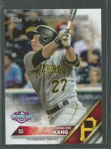 2016 Topps Opening Day Jung Ho Kang baseball card featuring original gloss Pirates trait