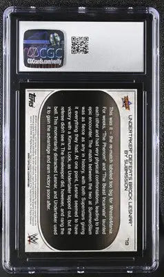 Graded 2016 Topps Road to Wrestlemania Undertaker card defeating Brock Lesnar CGC 10