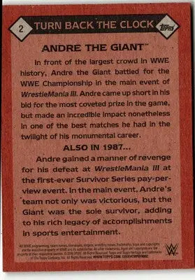2016 Topps WWE Heritage Andre the Giant wrestling card for WWE Heritage collection