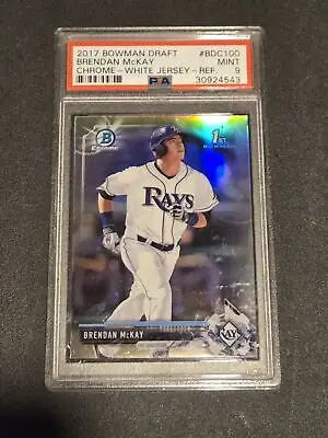 Graded Brendan McKay baseball card from Bowman Draft BDC100 with White Jersey Ref PSA 9