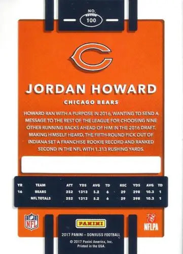 Jordan Howard football card from 2017 Donruss #100 with original gloss finish