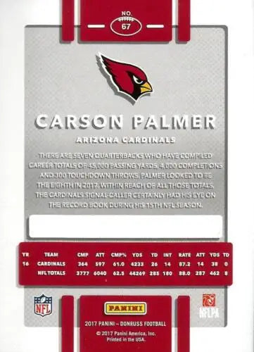 Carson Palmer football card 2017 Donruss #67 original gloss NM-MT Simply Sandoval ID:523