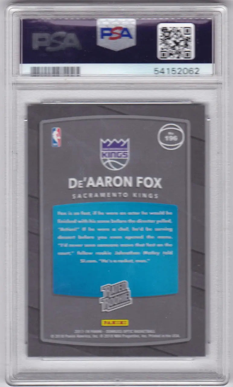 PSA-graded De’Aaron Fox basketball card in 2017 DONRUSS OPTIC PSA 9 series