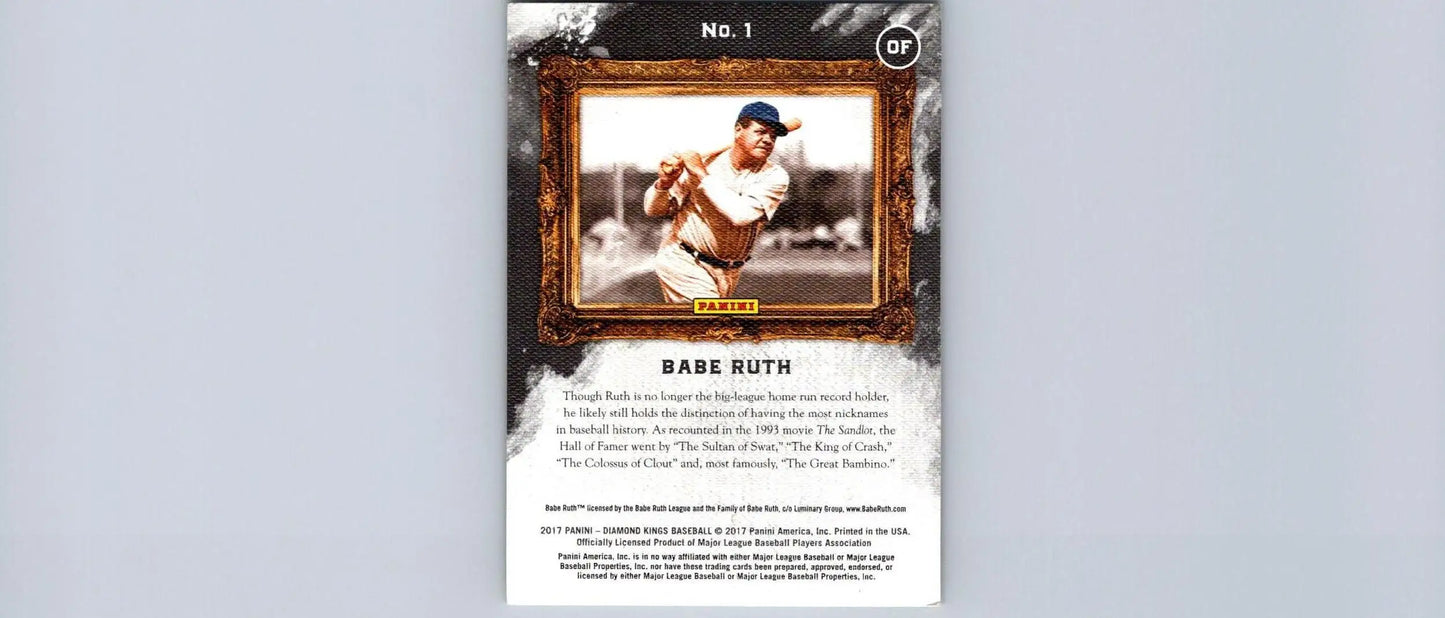Babe Ruth baseball card from 2017 Panini Diamond Kings #1 collectible series