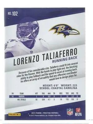 2017 Panini Prestige #102 Lorenzo Taliaferro NM-MT Ravens football trading card original gloss