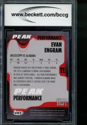 Sage Hit Evan Engram football card from 2017 Sage Hit series BCCG 10 grade