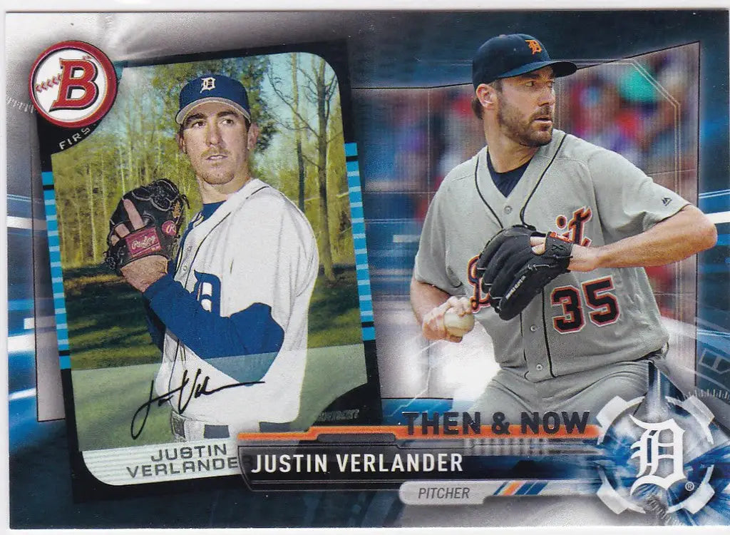 Baseball card of Justin Verlander showcasing his evolution with the Detroit Tigers
