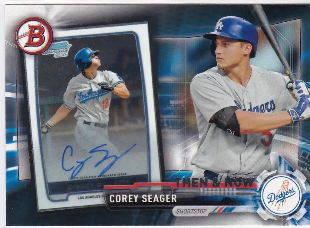 Corey Seager Los Angeles Dodgers autographed baseball card from 2017 Topps Bowman