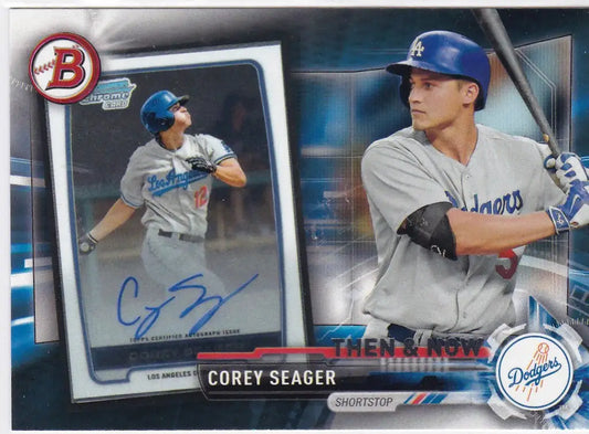 Corey Seager Los Angeles Dodgers autographed baseball card from 2017 Topps Bowman