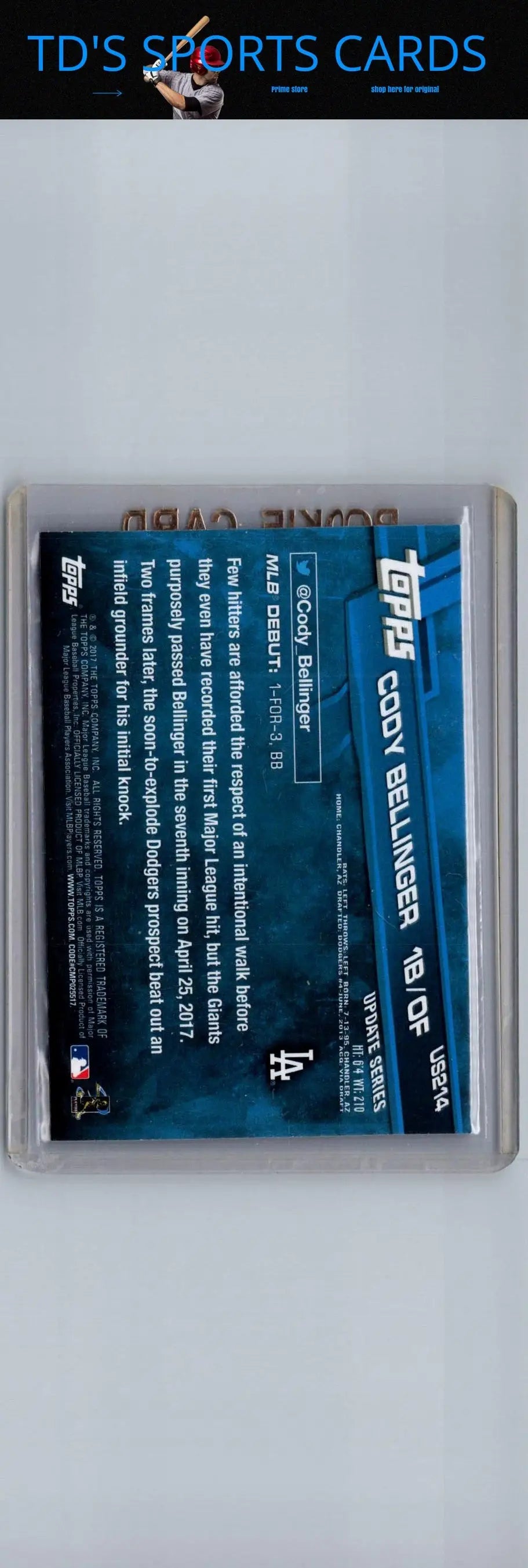 Cody Bellinger baseball card from Topps Chrome Update HMT99 featuring Cody Bellinger