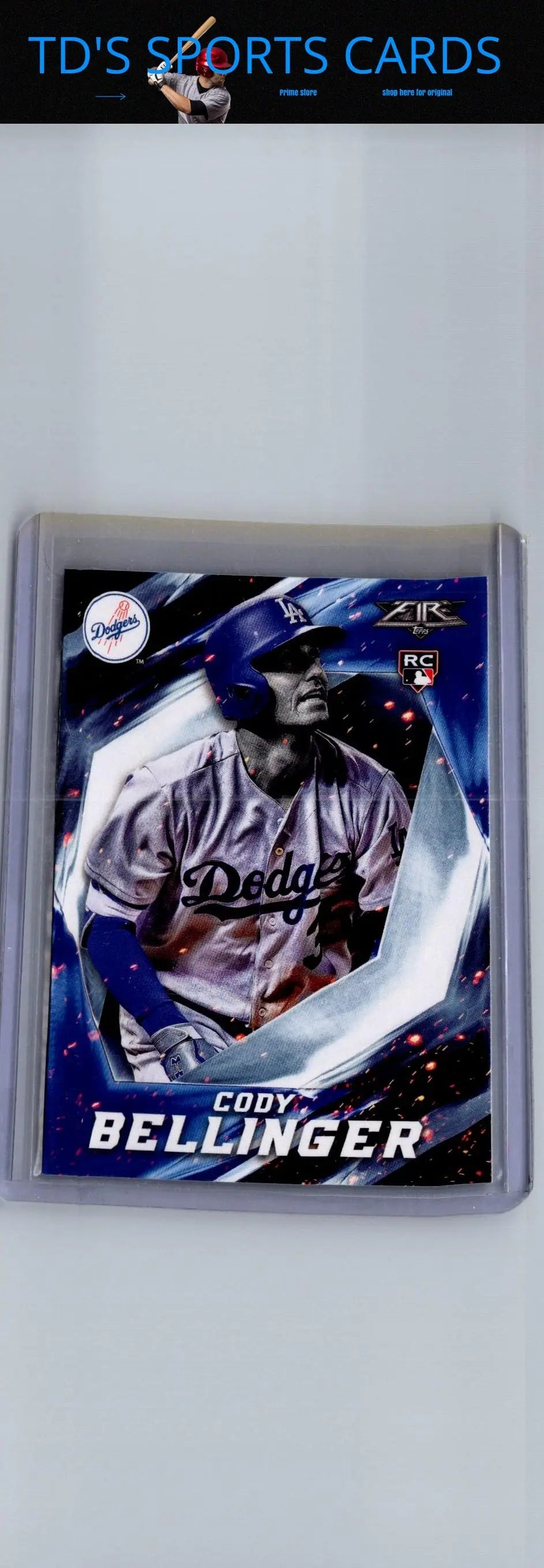 Cody Bellinger baseball card from 2017 Topps Fire series showcasing rookie memorabilia