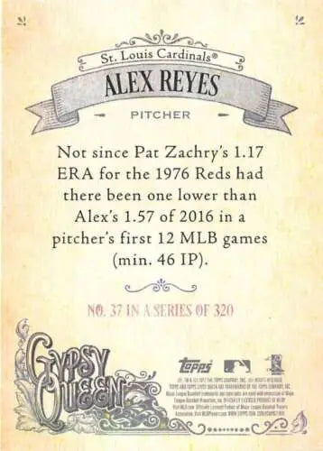 2017 Topps Gypsy Queen #37 Alex Reyes NM-MT RC Rookie Cardinals original gloss card
