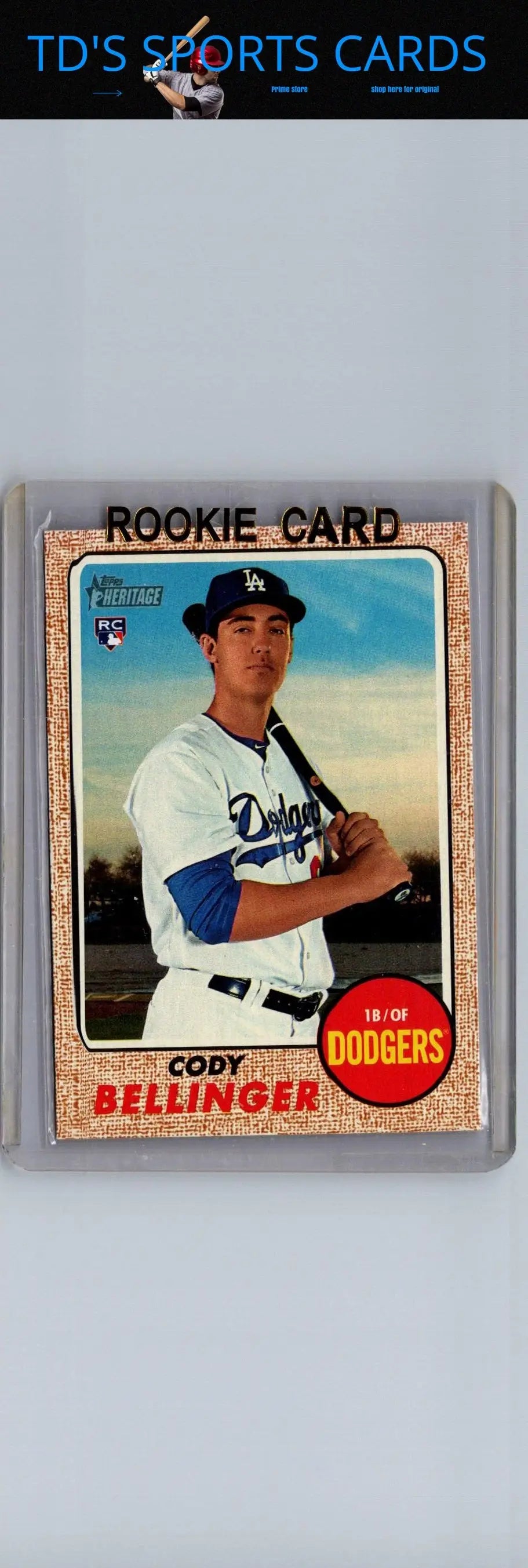 Cody Bellinger rookie card from 2017 Topps Heritage series displayed in product listing