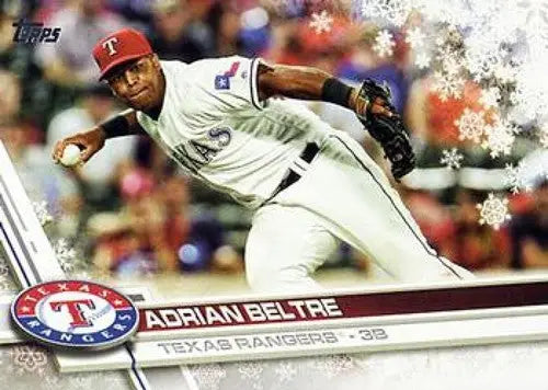 Original gloss 2017 Topps Holiday HMW72 Adrian Beltre baseball card featuring Rangers