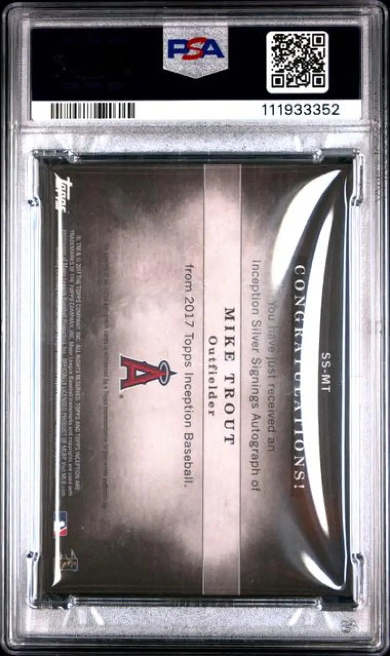 Graded Mike Trout baseball card with gold auto from 2017 Topps Inception Gold Auto series