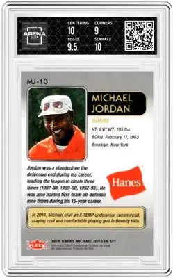 Graded Michael Jordan trading card from Fleer Hanes MJ Michael collection