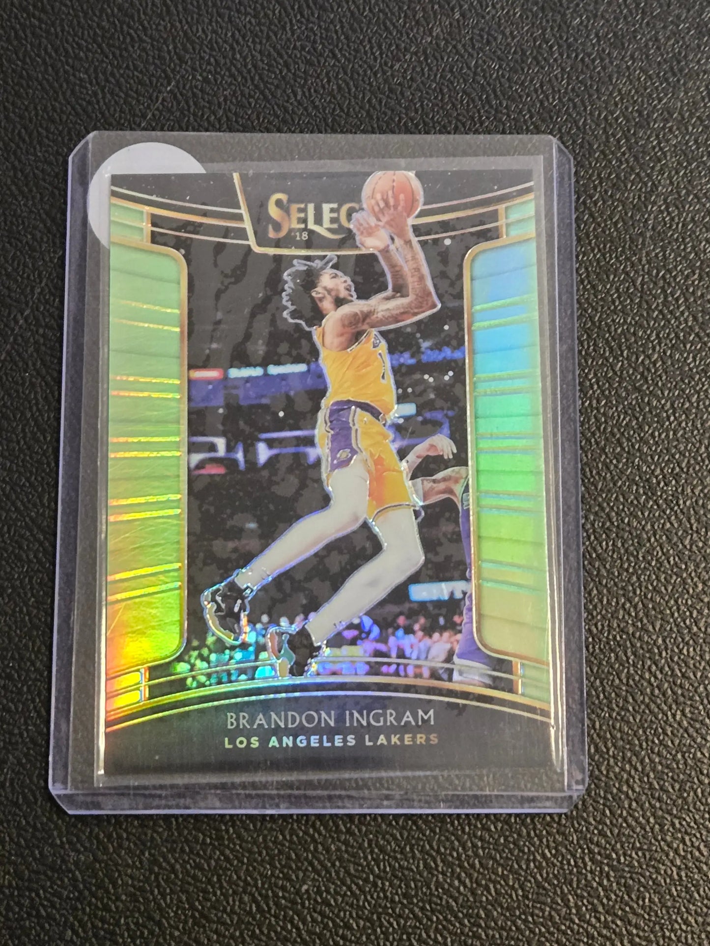Brandon Ingram Neon Green Prizm basketball trading card from 2018-19 Panini Select