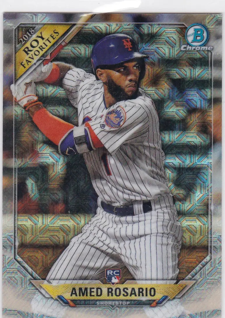 2018 Bowman Chrome MOJO Amed Rosario baseball card featuring chrome mojo design