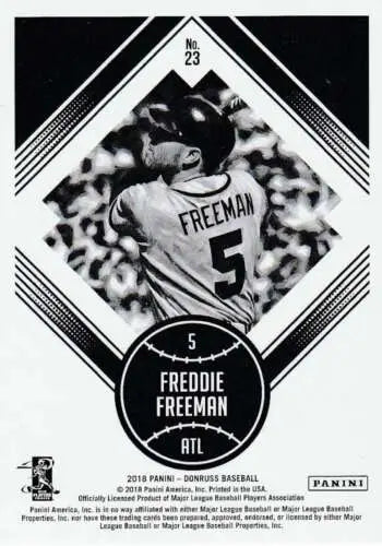 Black and white baseball card of Freddie Freeman in Braves jersey, original gloss Diamond King
