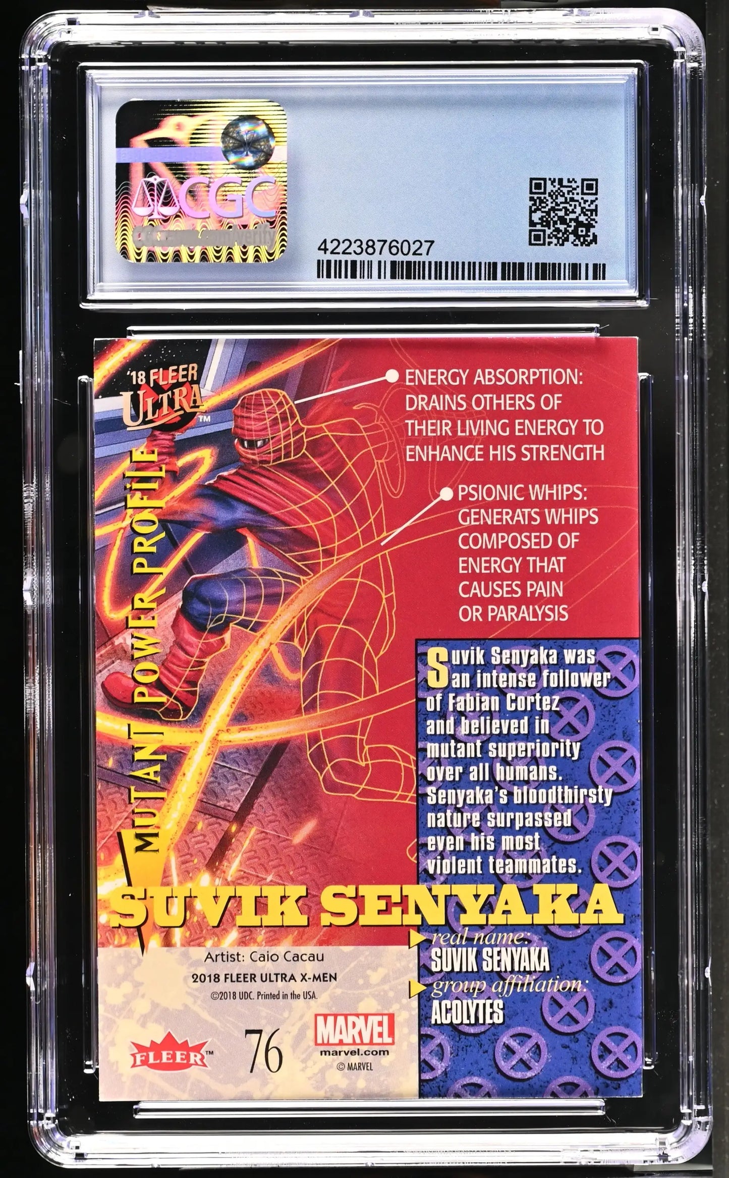 Graded 2018 Fleer Ultra X-Men Professor Xavier Hidden Message card in protective case