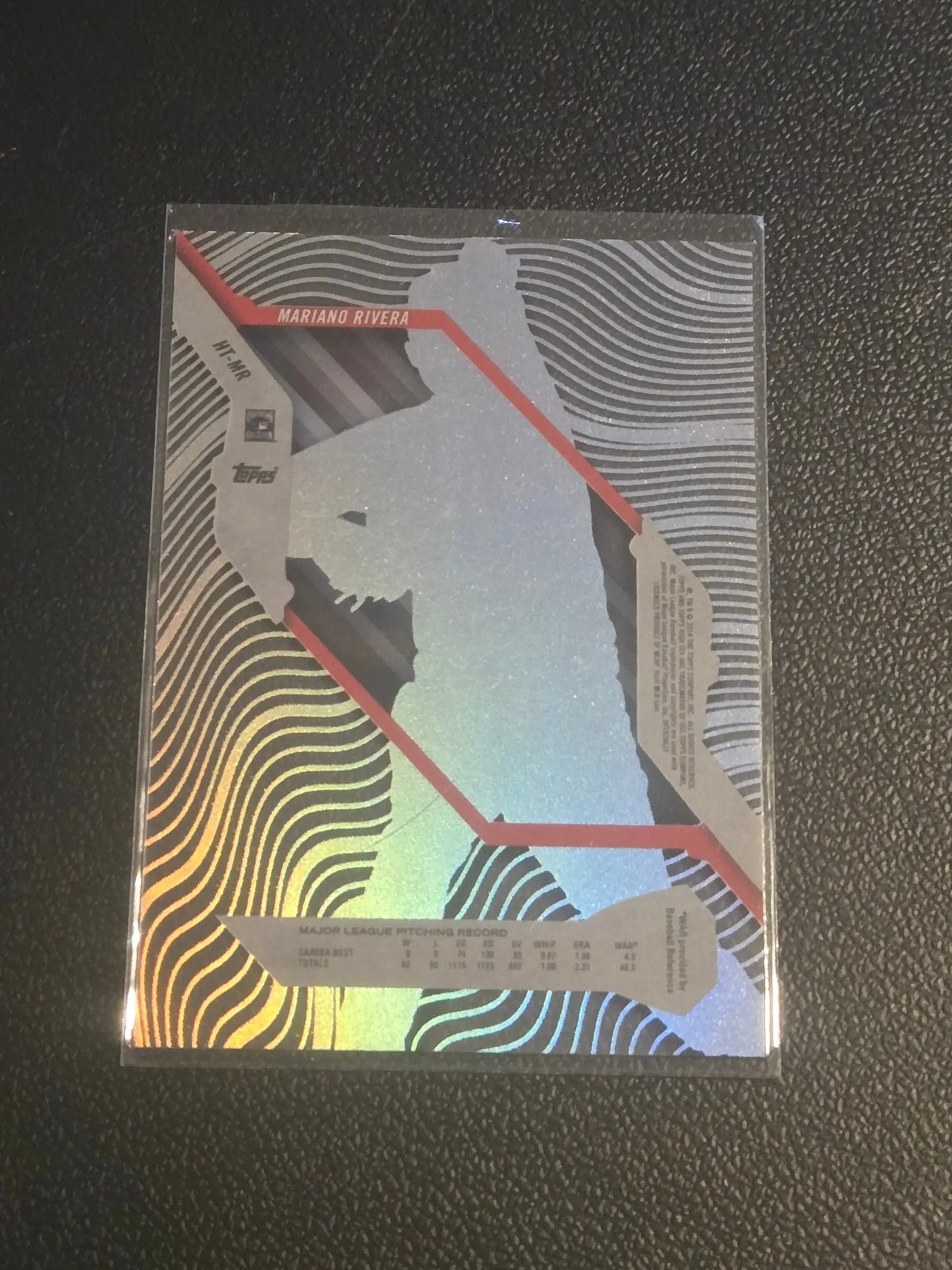 Holographic Mariano Rivera baseball card from 2018 Topps High Tek series