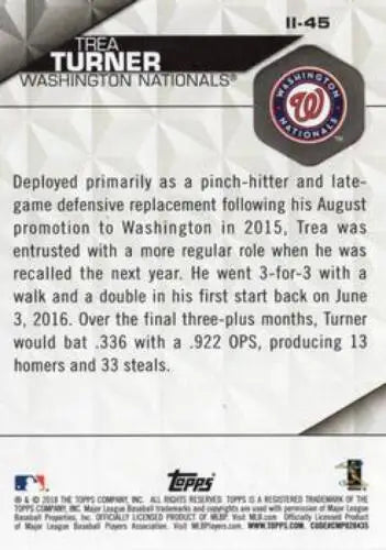 Baseball card of Trea Turner in 2018 Topps Instant Impact original gloss design