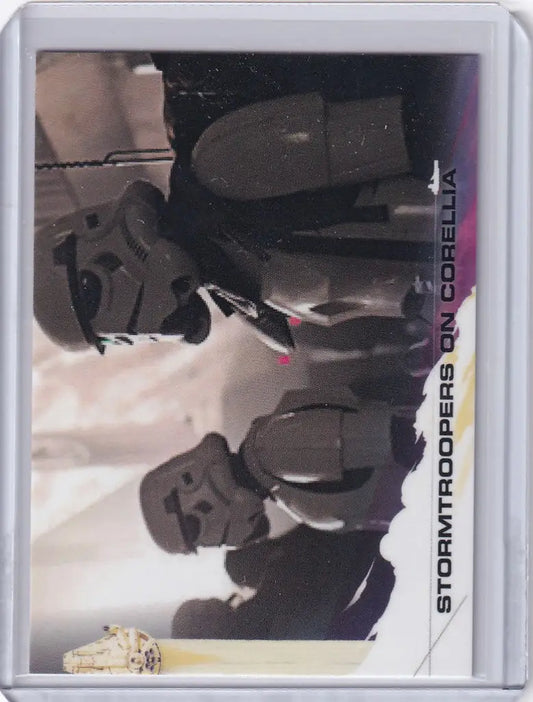Trading card of dark-suited figures in a Star Wars story sci-fi setting