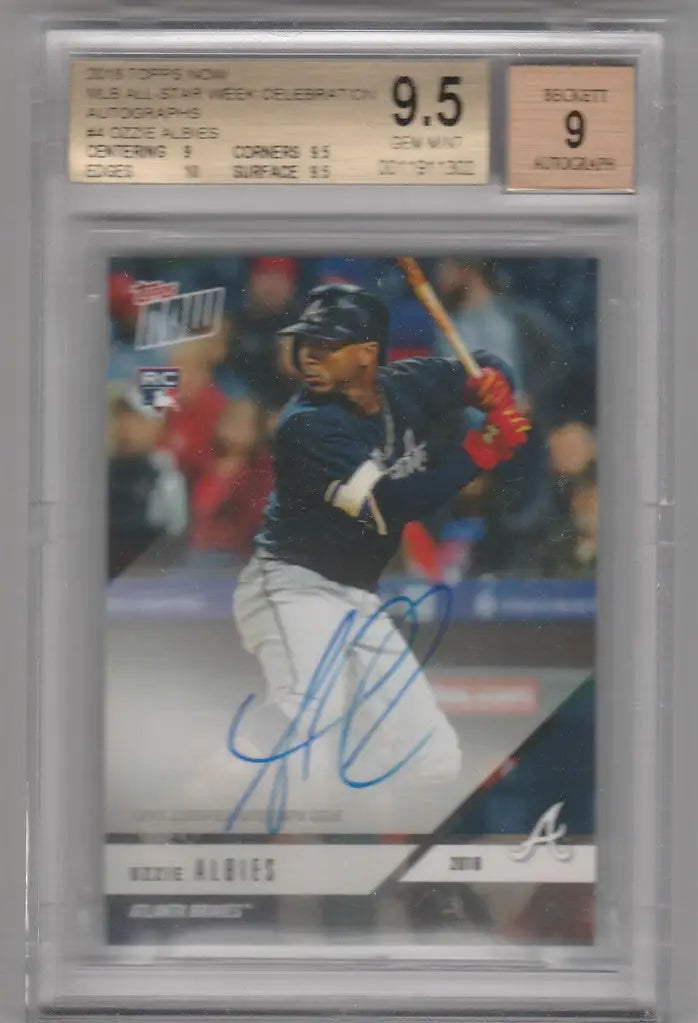 Graded 2018 Topps Now Ozzie Albies Auto in protective case from All Star Weekend