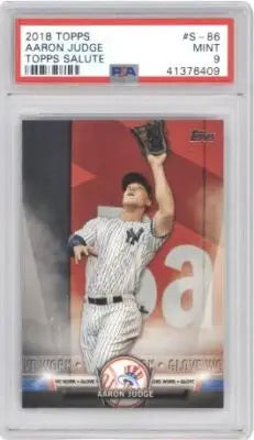 Graded Aaron Judge baseball card from Topps Salute collection with PSA 9 value
