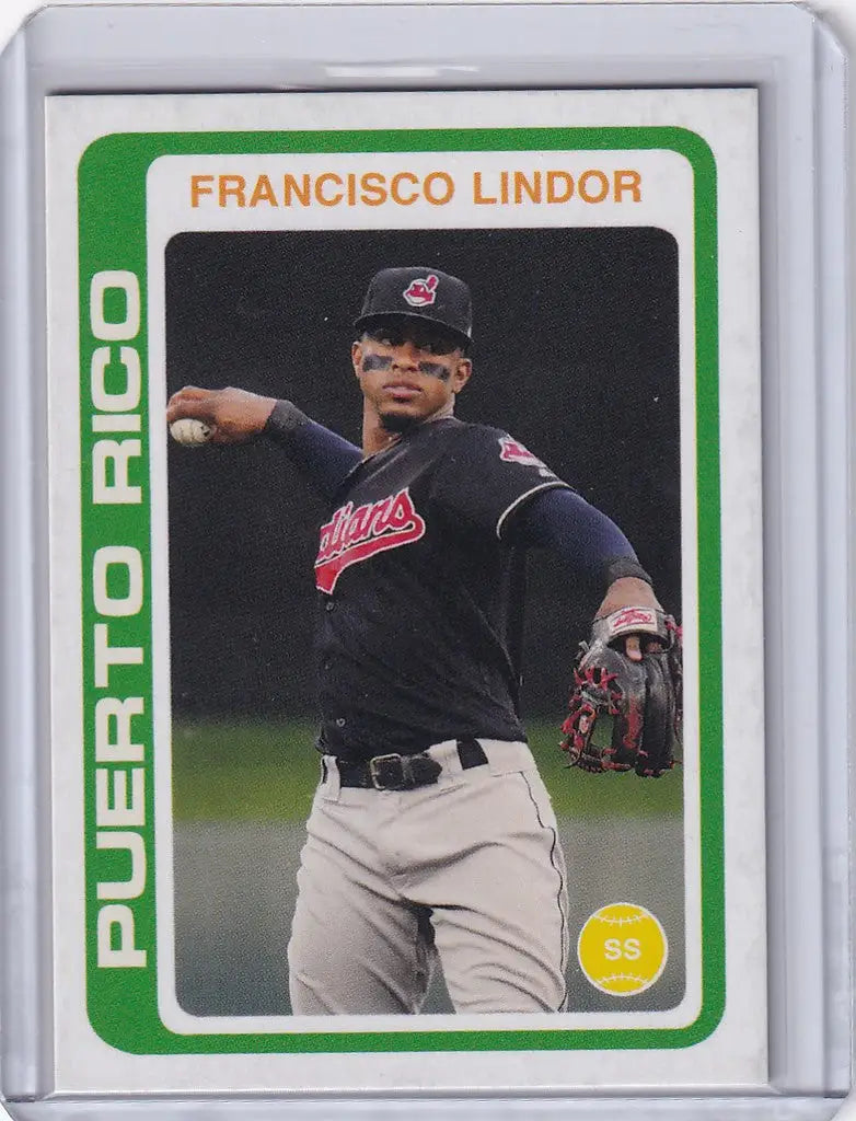 Francisco Lindor baseball card from 2018 Topps Throwback Thursday Cleveland Indians