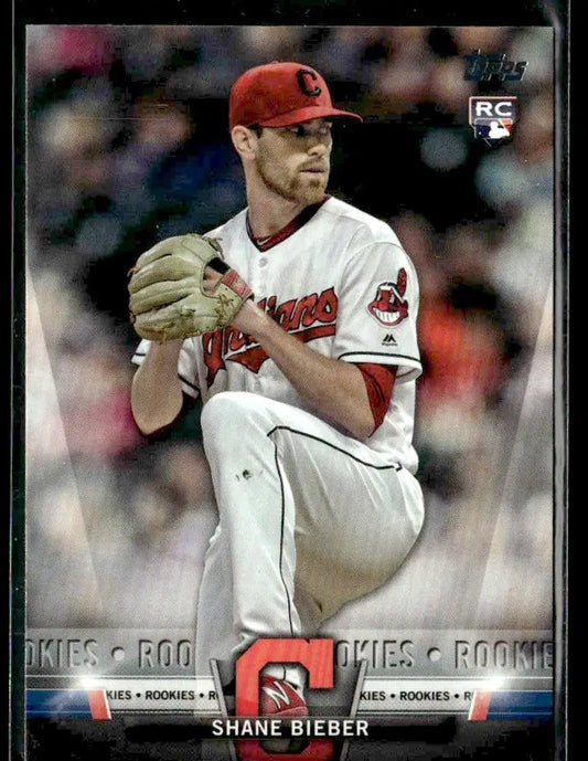 Glossy Shane Bieber baseball trading card from Topps Update 2018 Salute series