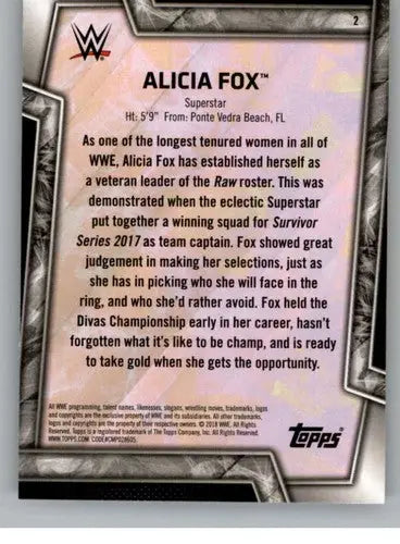 Original gloss of Alicia Fox wrestling card from 2018 Topps WWE Women’s Division Evolution