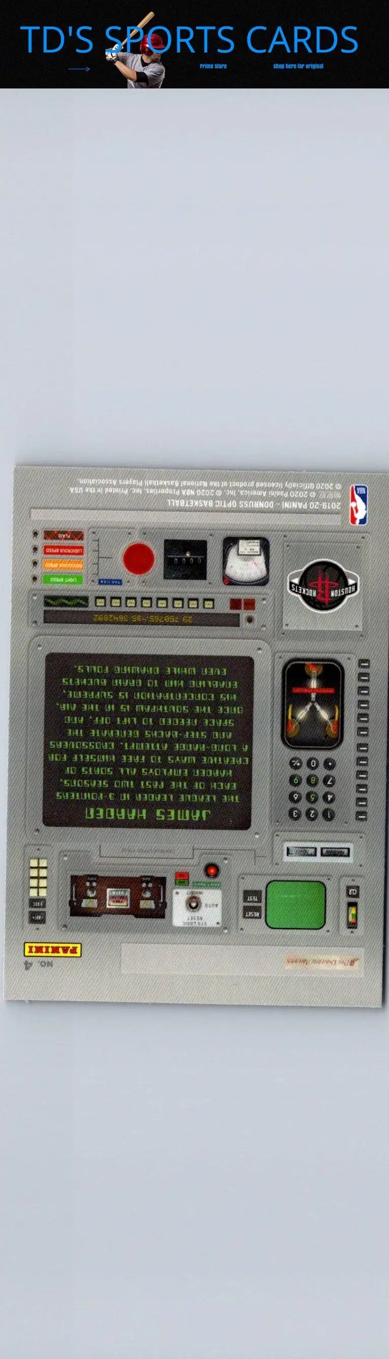 Futuristic control panel on 2019-20 Donruss Optic James Harden trading card