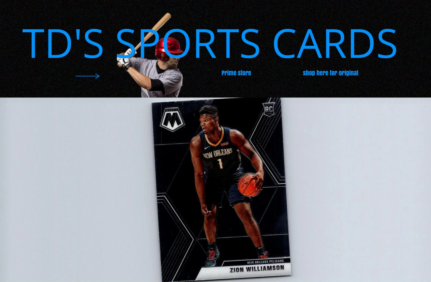 Zion Williamson basketball card from 2019-20 Panini Mosaic trading cards collection