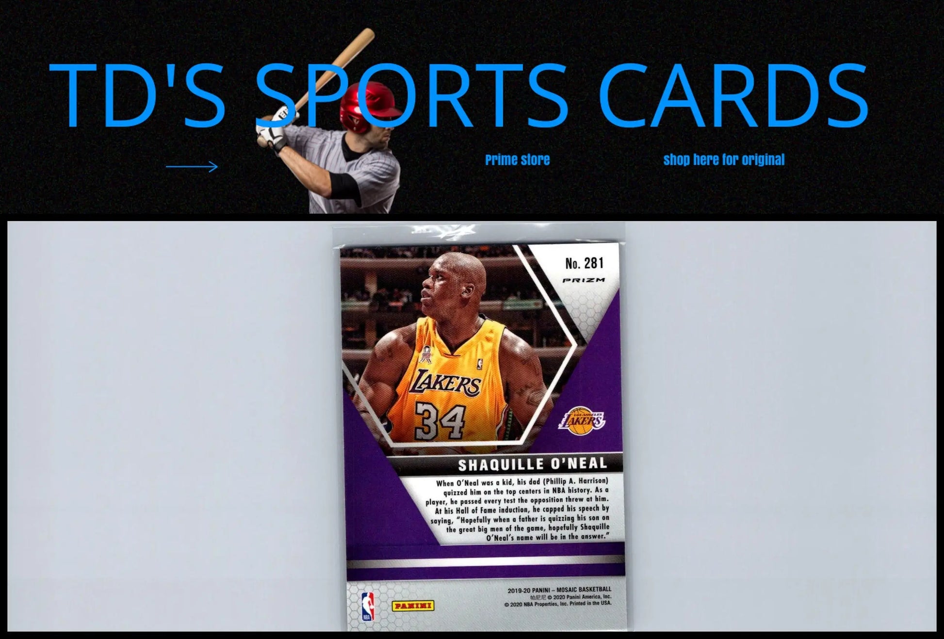 Shaquille O’Neal 2019-20 Panini Mosaic Silver Prizm basketball card collectible