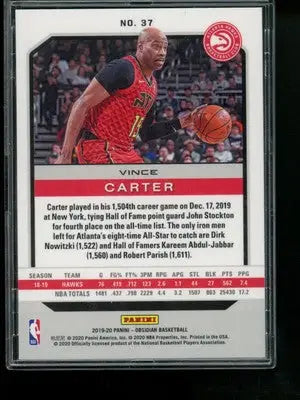 Panini Obsidian Vince Carter basketball card from 2019-20 Panini Obsidian series