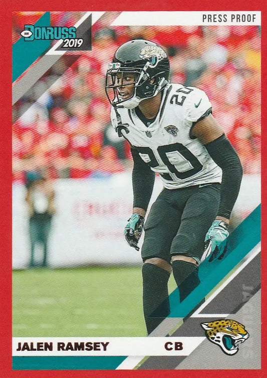2019 Donruss Jalen Ramsey Red Press Proof football card from the Jacksonville Jaguars