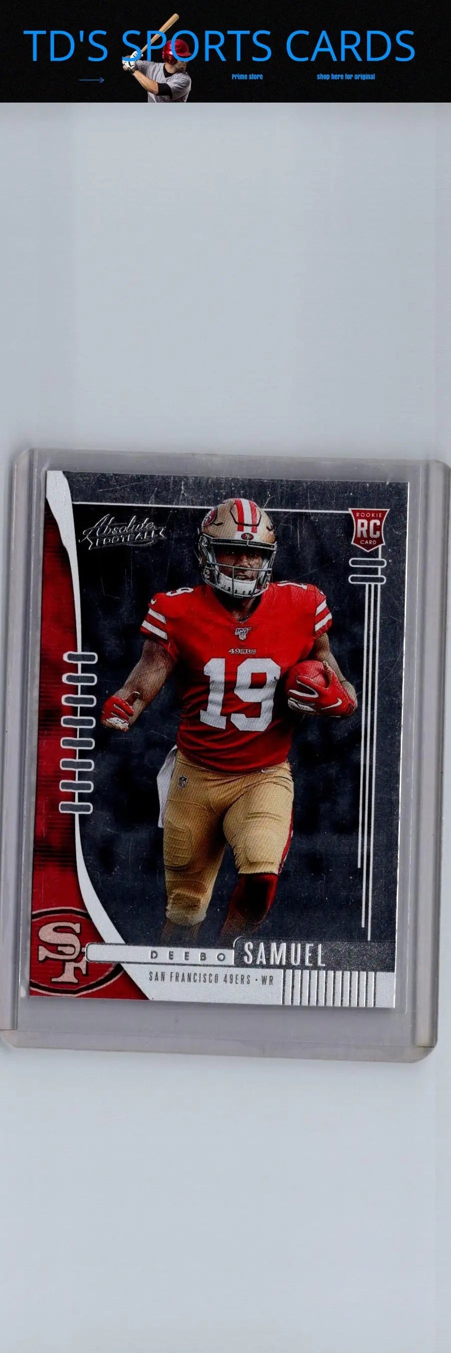Deebo Samuel rookie football card from 2019 Panini Absolute #111 Deebo Samuel Retail