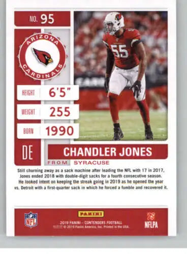 Chandler Jones 2019 Panini Contenders Season Ticket card original gloss from Cardinals
