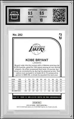 Graded Kobe Bryant basketball card from Panini NBA Hoops 2019 Panini NBA NBA hoops Kobe
