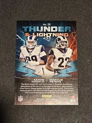 Football trading card featuring Aaron Donald and Marcus Peters from Panini Playoff 2019