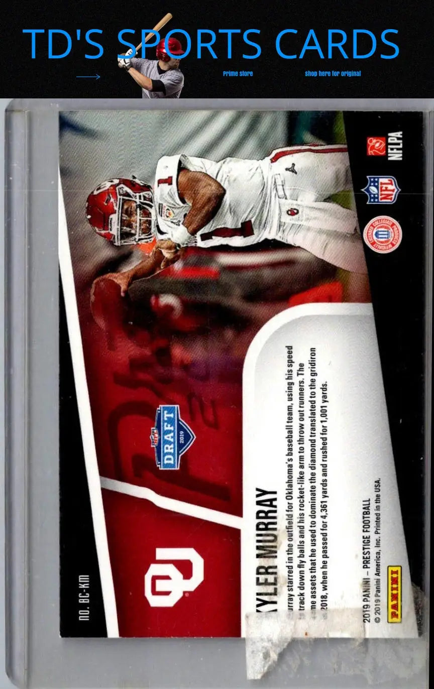 Kyler Murray football card from 2019 Panini Prestige Murray Blue Chip series