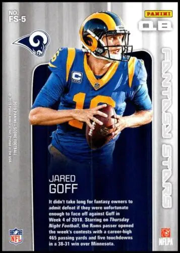 Jared Goff 2019 Score Fantasy Stars #5 NM-MT LA Rams original gloss football card