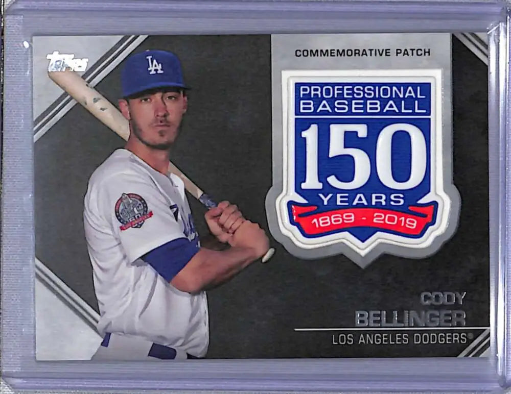 Cody Bellinger Los Angeles Dodgers baseball card with 150th MLB anniversary patch