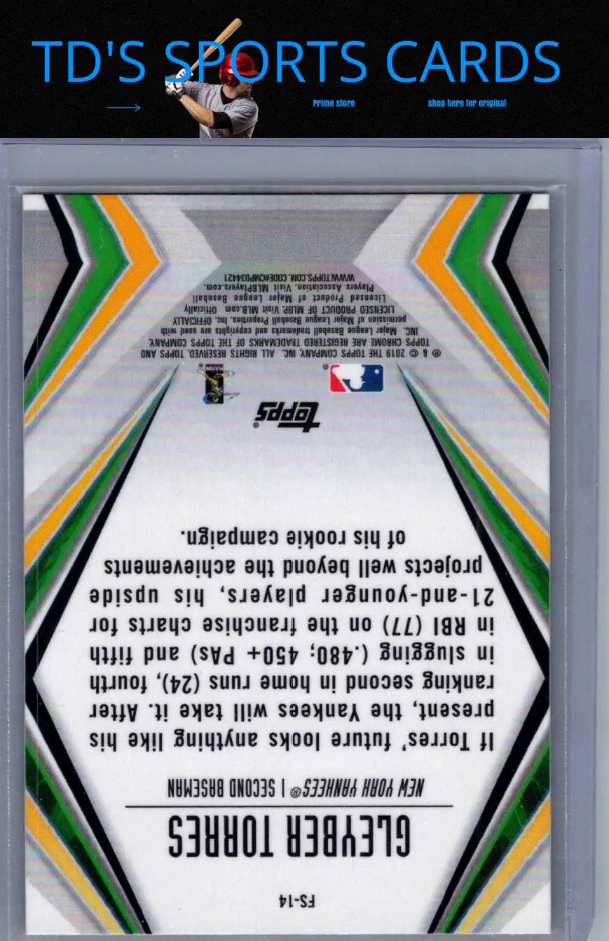 Gleyber Torres baseball card from 2019 Topps Chrome Torres Future Stars set