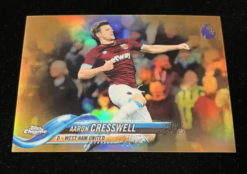 2019 Topps Chrome Soccer Aaron Cresswell #47 Card Gold REF West Ham #d 01/50 display